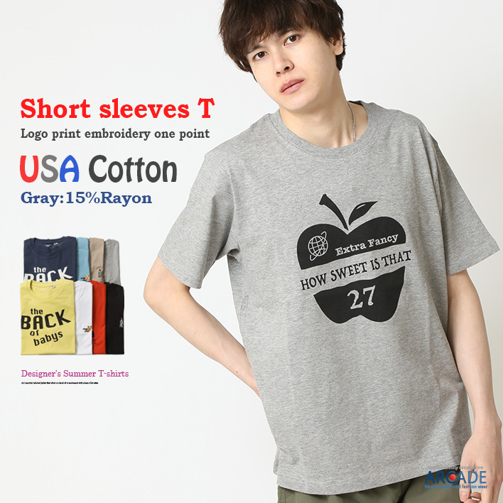 MEDM Tシャツ 綿 プリント 刺繍 アメカジ カジュアル 男女兼用 ARCADE 半額セール アメカジ 半袖 tシャツ メンズ 夏 プリント