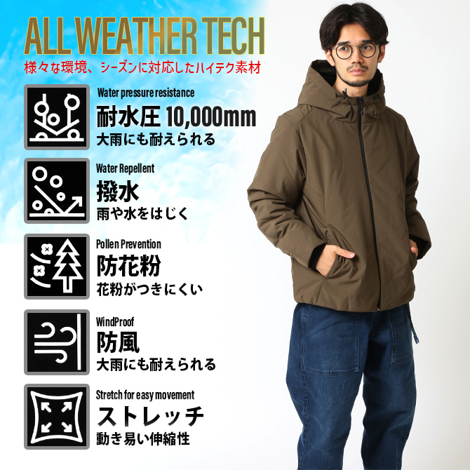 ARCADE 超高機能 中綿マウンテンパーカー メンズ 大雨OK 耐水圧
