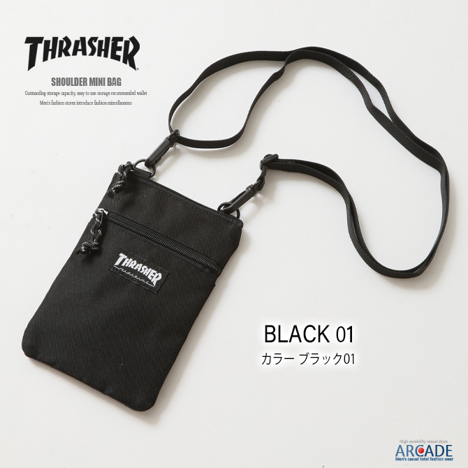 ミニショルダーバッグ メンズ THRASHER ショルダーポーチ 斜め掛け インナーポーチ スマホショルダーバッグ/爆買 | THRASHER | 01