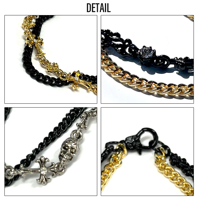 ブレスレット メンズ レディース シルバー ゴールド チェーンコンビ クロス 十字架 スカル モチーフ アラベスク アクセサリー/爆買 | ARCADE | 08