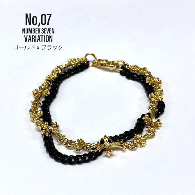 ブレスレット メンズ レディース シルバー ゴールド チェーンコンビ クロス 十字架 スカル モチーフ アラベスク アクセサリー/爆買 | ARCADE | 01