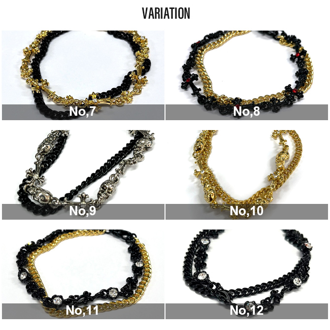 ブレスレット メンズ レディース シルバー ゴールド チェーンコンビ クロス 十字架 スカル モチーフ アラベスク アクセサリー/爆買 | ARCADE | 09