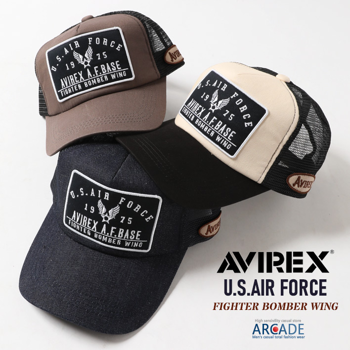 AVIREX アビレックス 帽子 メンズ ブランド メッシュキャップ 刺繍 US AIR FORCE アメカジ ミリタリー トラッカーキャップ｜arcade