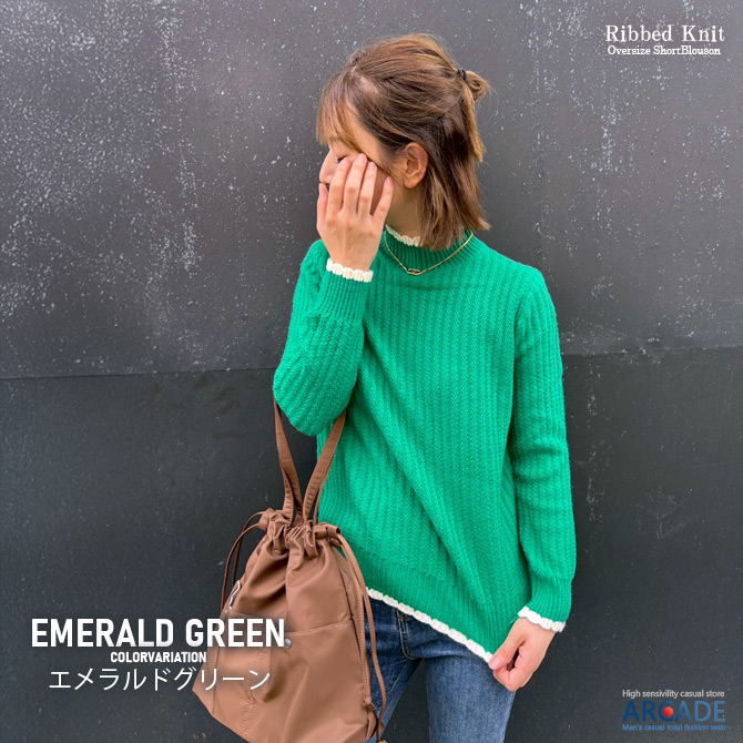 ニット レディース  セーター リブニット パイピングハイネック 配色 リブ編みニットカットソー Y2K レトロファッション/爆買 | ARCADE | 05