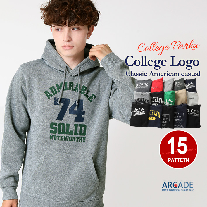 ARCADE（アーケード） メンズ スウェットパーカー 裏起毛 アメカジ