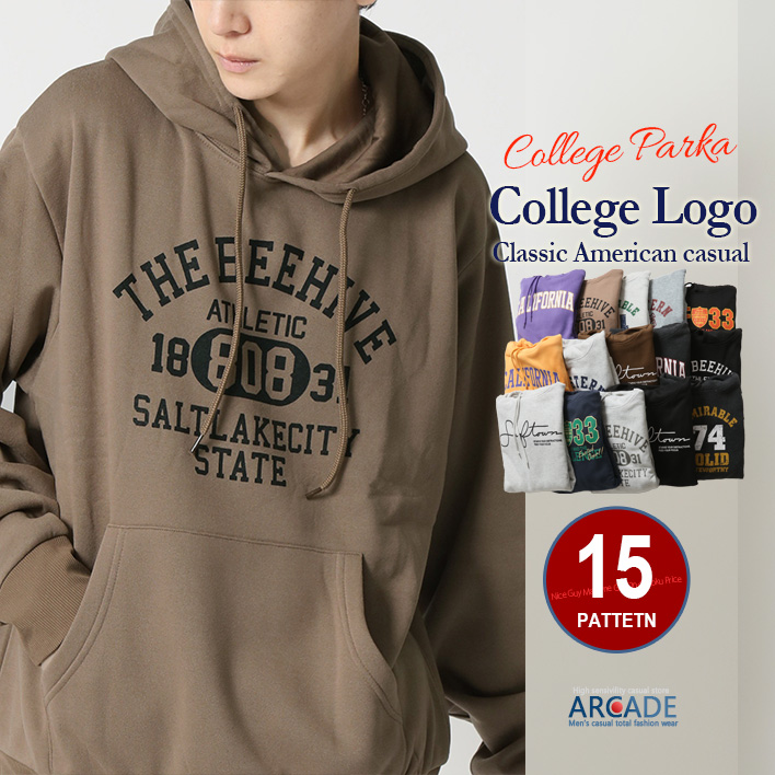 ARCADE（アーケード） メンズ スウェットパーカー 裏起毛 アメカジ