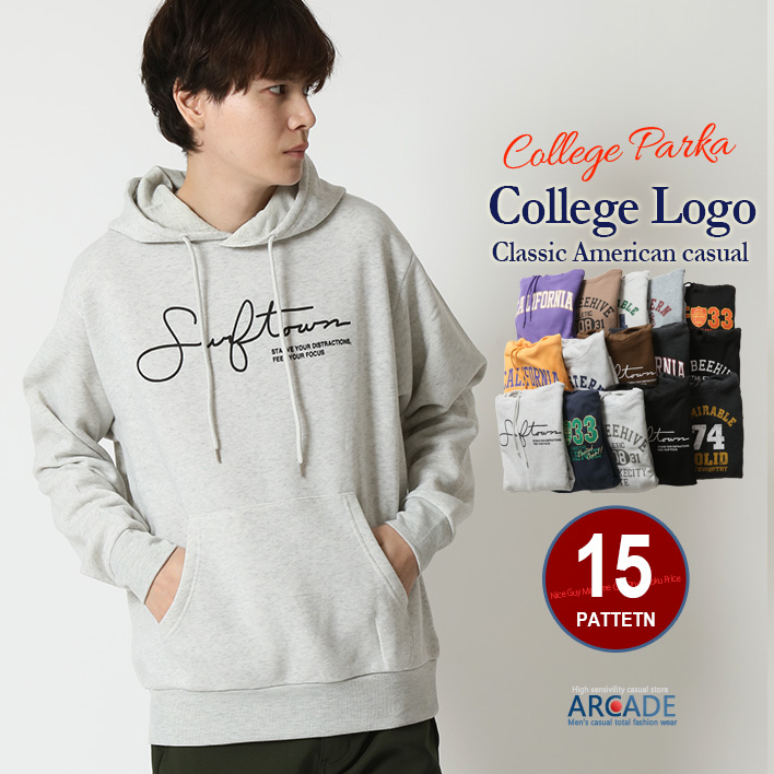 ARCADE（アーケード） メンズ スウェットパーカー 裏起毛 アメカジ