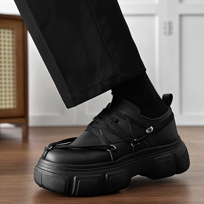 厚底スニーカー メンズ シューズ レースアップ 厚底シューズ スタイルアップ コンフォートシューズ ランダムシューホール/爆買 | ARCADE | 05