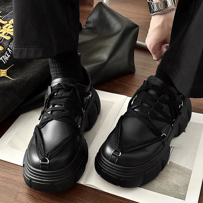 厚底スニーカー メンズ シューズ レースアップ 厚底シューズ スタイルアップ コンフォートシューズ ランダムシューホール/爆買 | ARCADE | 06