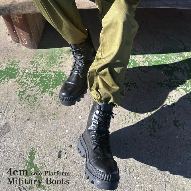 ARCADE（アーケード） ブーツ メンズ 編み上げ厚底 ファスナー サイド