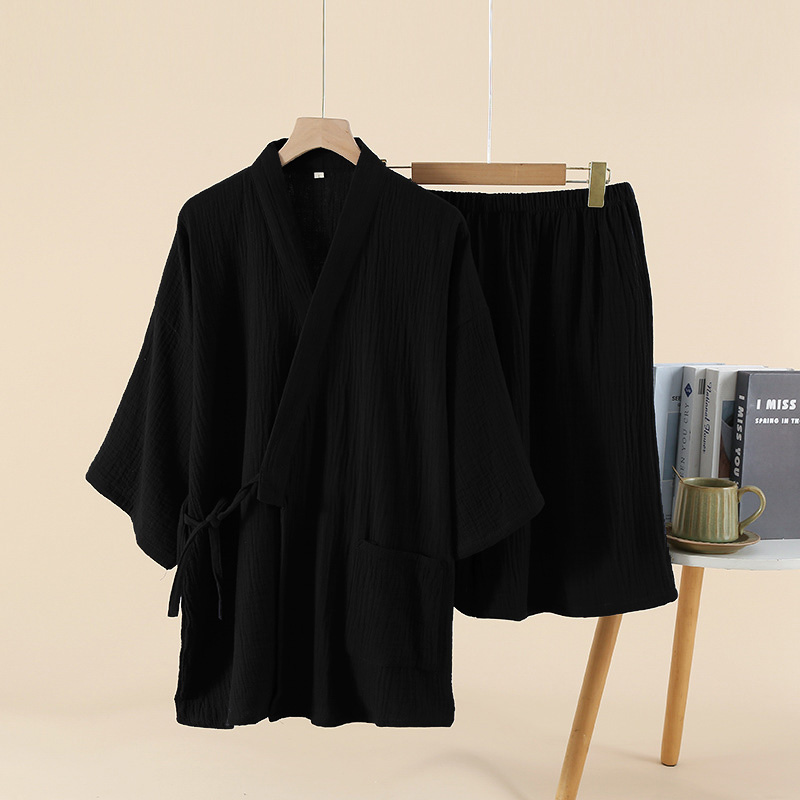 半額セール 通気性 凹凸あるサッカー織 綿100% 甚平 上下セット ルームウェア パジャマ 清涼素材 夏 薄手 部屋着 和風/爆買 | ARCADE | 01