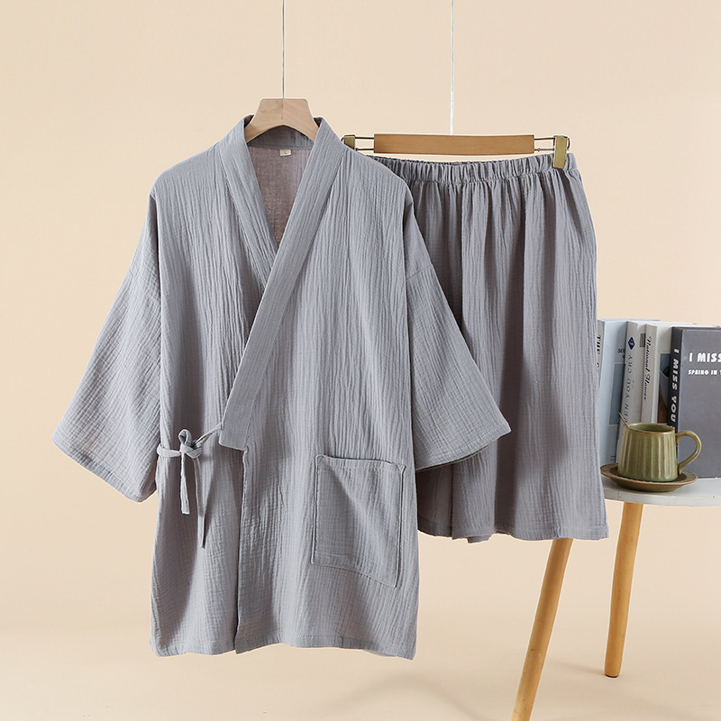 半額セール 通気性 凹凸あるサッカー織 綿100% 甚平 上下セット ルームウェア パジャマ 清涼素材 夏 薄手 部屋着 和風/爆買 | ARCADE | 02