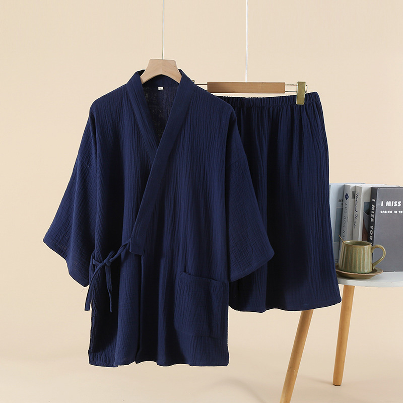 半額セール 通気性 凹凸あるサッカー織 綿100% 甚平 上下セット ルームウェア パジャマ 清涼素材 夏 薄手 部屋着 和風/爆買 | ARCADE | 03