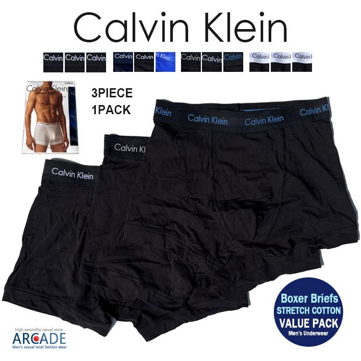 3枚組 前閉じ カルバンクライン ボクサーパンツ Calvin Klein CK Men's UnsderWear Cotton Stretch 3-pack 父の日 ギフト｜arcade