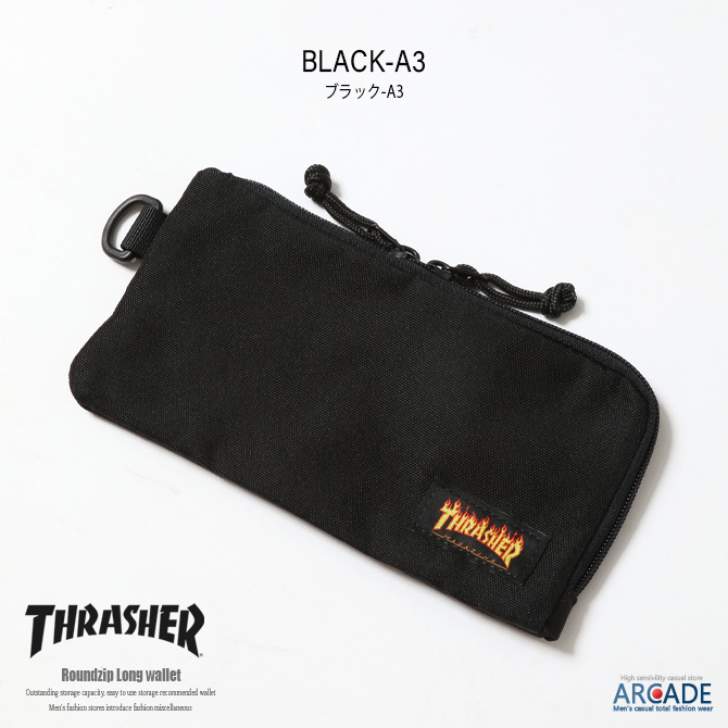 THRASHER スラッシャー 財布 メンズ 長財布 小銭入れあり ブラック ラウンドファスナー プレゼント ギフト 小物 ロングウォレット カジュアル/爆買 | THRASHER | 02