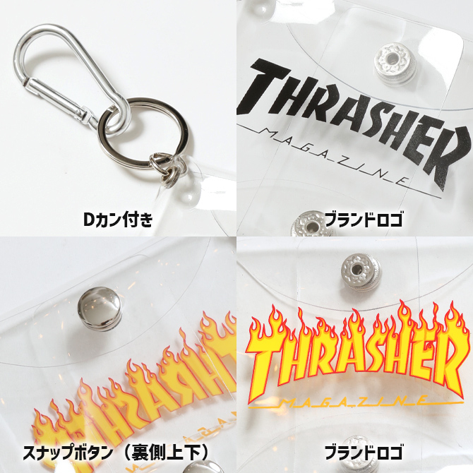 クリアケース スクエアマルチケース THRASHER スラッシャー 小物入れ イヤホンケース ブランド財布 ロゴ | THRASHER | 05