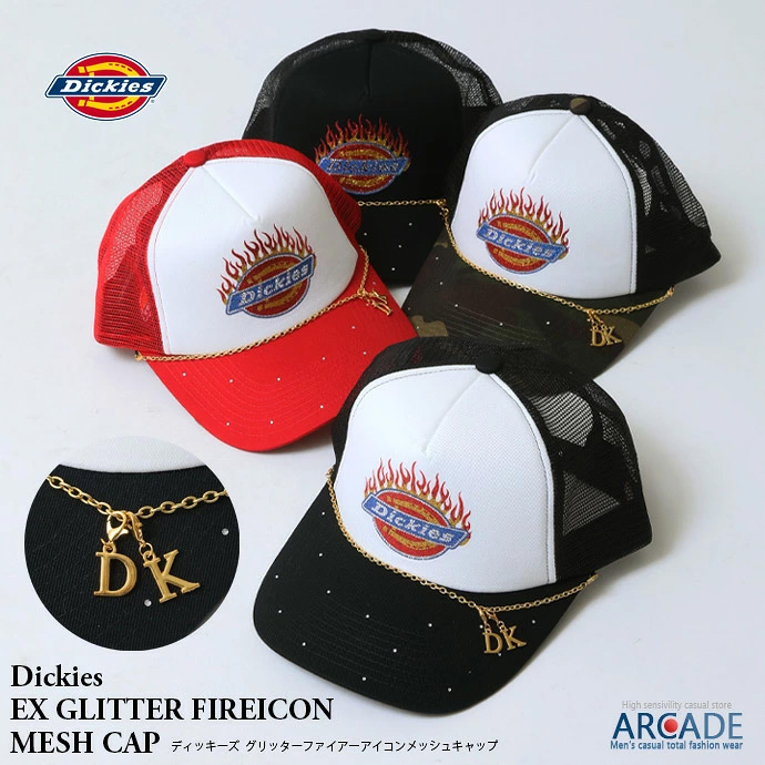 Dickies ディッキーズ メッシュキャップ 帽子 ブランド グリッターファイヤーロゴ トラッカー ベースボールキャップ アメカジ ラインストーン/爆買 | Dickies
