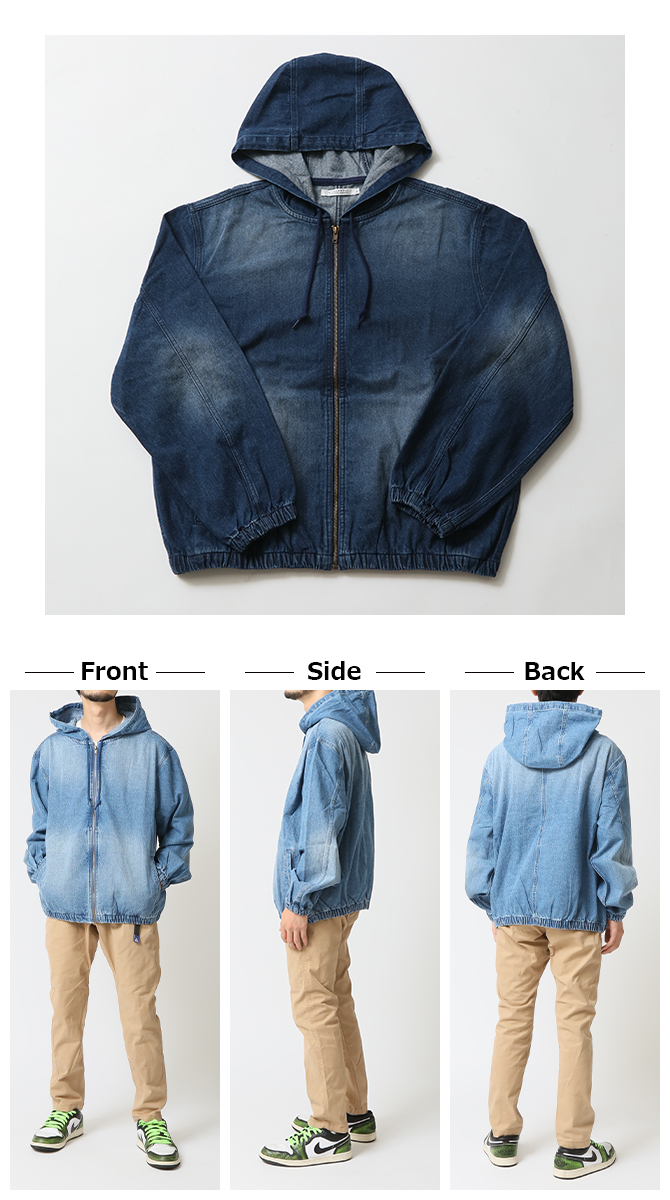ARCADE（アーケード） デニムパーカー メンズ USEDウォッシュ ゆったり