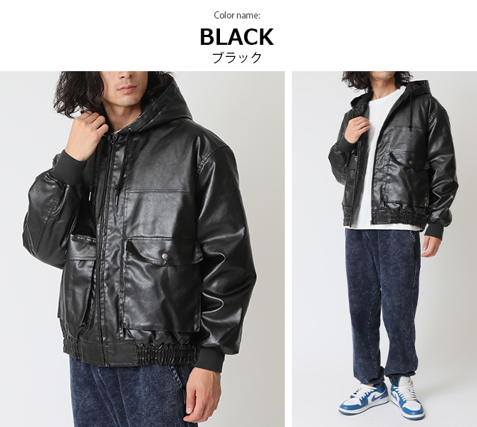 美品✨ レザーフードジャケット ideal ジップアップ ヴィンテージ加工Y2K ARCADE（アーケード） 半額セール PUレザージャケットヴィンテージ加工