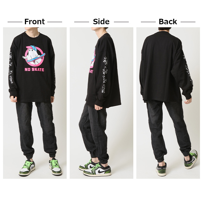 MEDM 半袖Tシャツ ロゴ オバケ プリント 大人気 男女兼用 ロング ARCADE オバケプリント Tシャツ メンズ 長袖Tシャツ おばけT