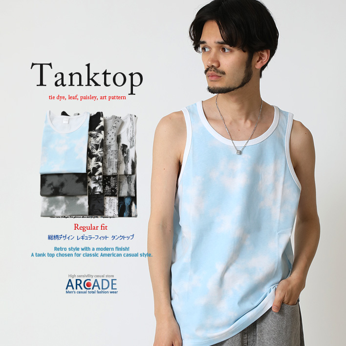 ARCADE タンクトップ メンズ レギュラーフィット ノースリーブ