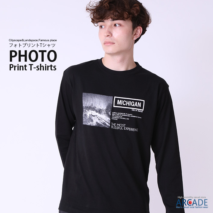 tシャツ メンズ 長袖 フォトプリント ロンT 長袖Tシャツ トップス カットソー 綿100% 2025秋 新作/爆買 | ARCADE | 04