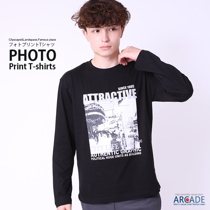 tシャツ メンズ 長袖 フォトプリント ロンT 長袖Tシャツ トップス カットソー 綿100% 2025秋 新作/爆買 | ARCADE | 07