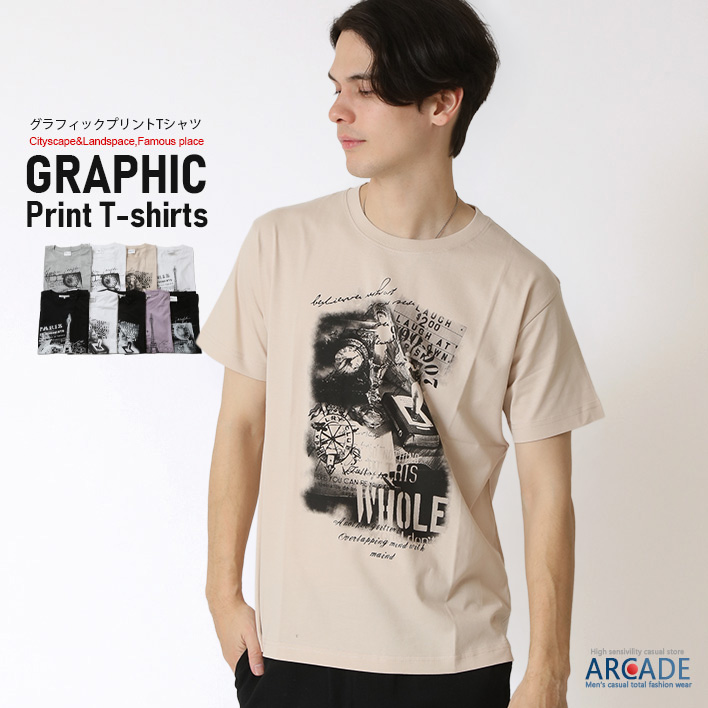 ARCADE（アーケード） tシャツ メンズ 半袖 Tシャツ フォトプリントt