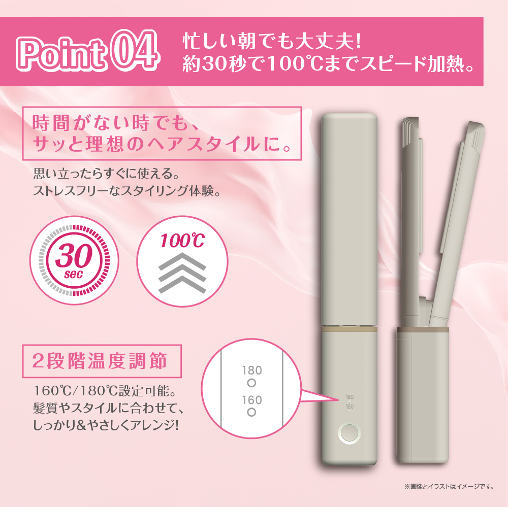 東亜産業 新製品ナノスタイリッシュコードレスヘアアイロン 機内