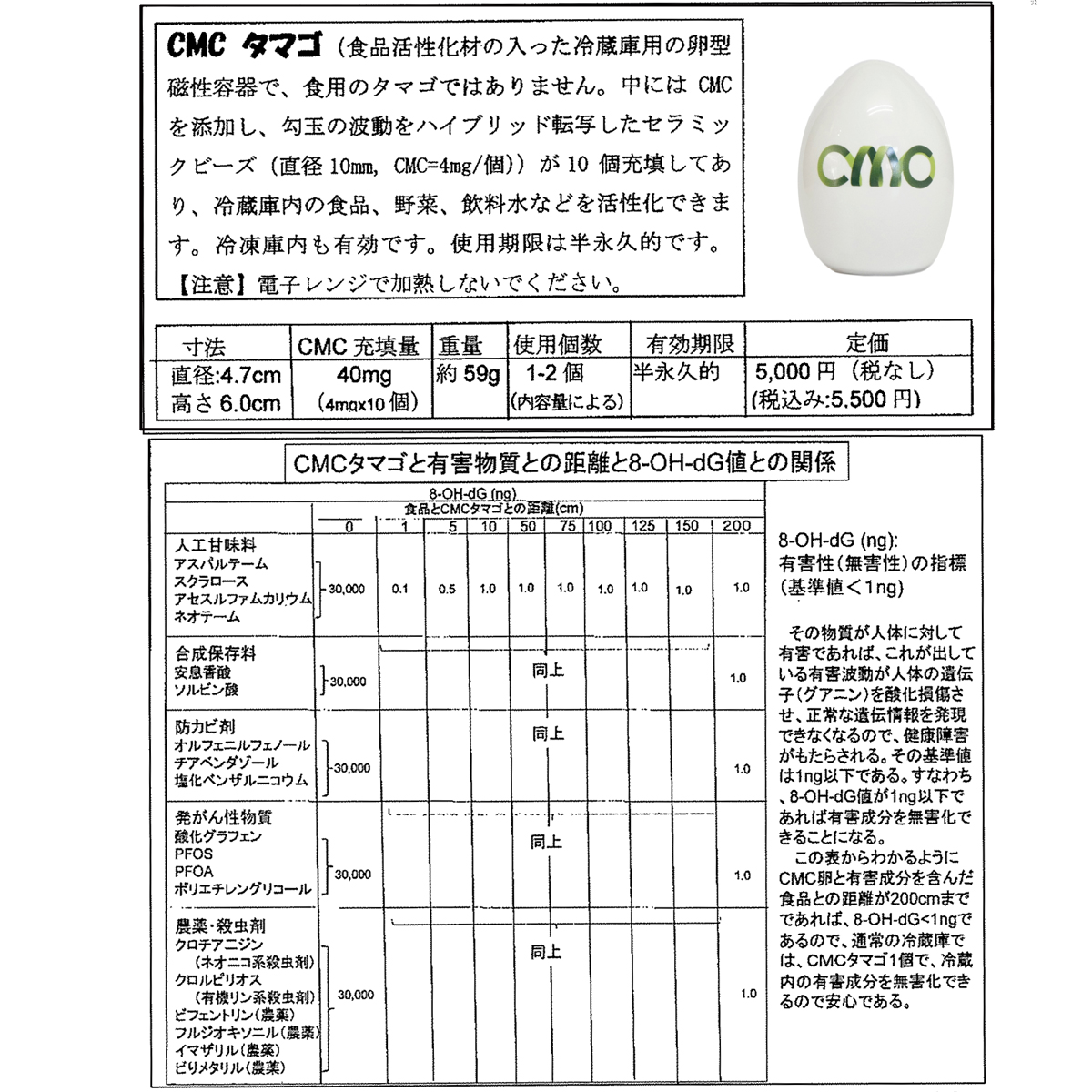 CMC たまご 冷蔵庫用食品活性化材 カーボンマイクロコイル 電磁波防止