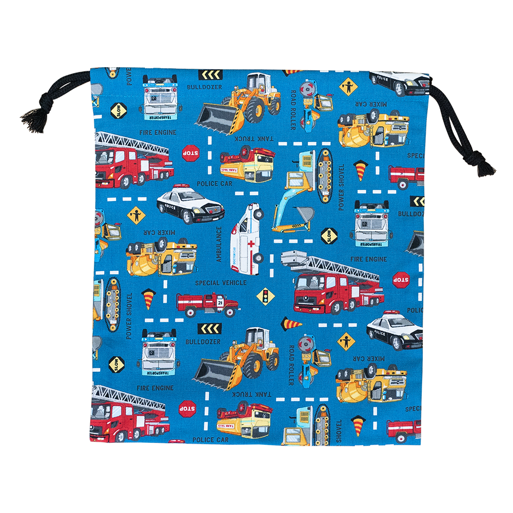 はたらく車◆オーダー◆ランチョンマット　巾着袋　給食袋　コップ袋　420 ⭐︎ハンドメイド⭐︎ オーダーはたらく車生地巾着袋ランチョンマット