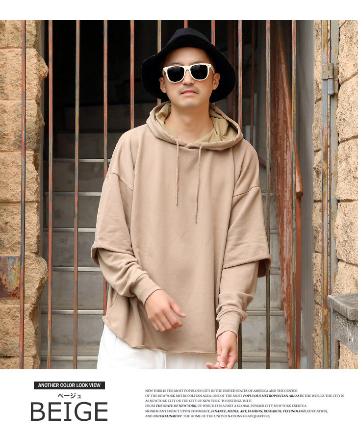 パーカー メンズ プルオーバーパーカー 長袖 ビッグシルエット  