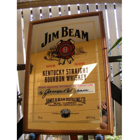 パブミラー ウォールミラー バーミラー 壁掛け鏡 パブサインミラー ジムビーム ロゴ（黒額）Jim Beam ウイスキー バーグッズ bar :  y000433 : エリア27 - 通販 - Yahoo!ショッピング