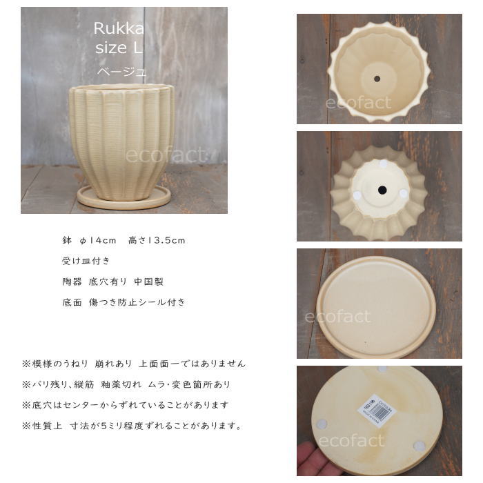 フラワーポット 植木鉢 おしゃれ 陶器鉢 ミニポット 底穴あり ルッカ