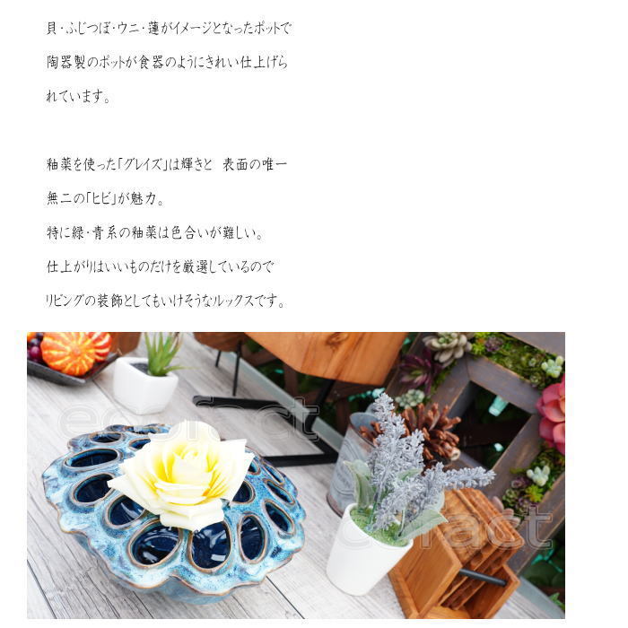 ポット 鉢 植木鉢 プランター おしゃれ 陶器 ブルー ロータスボウル10