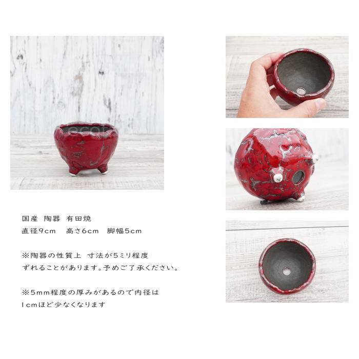 陶器鉢 植木鉢 ミニポット 底穴あり BUNGA POT マグマ（SS）赤 レッド