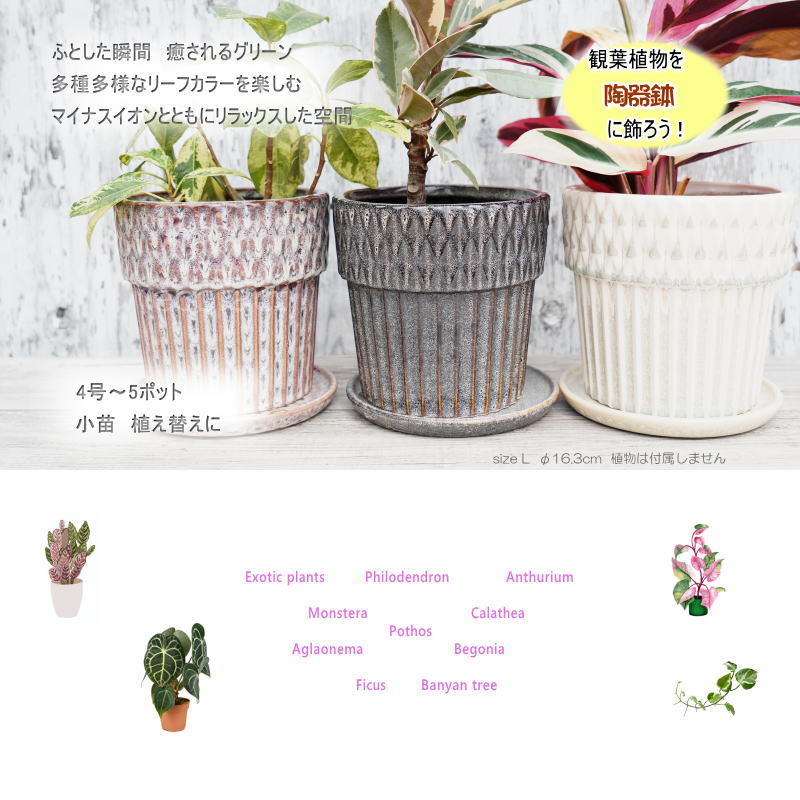 ポット 鉢 植木鉢 プランター おしゃれ 陶器 φ16.3cm Merge L ネイビー
