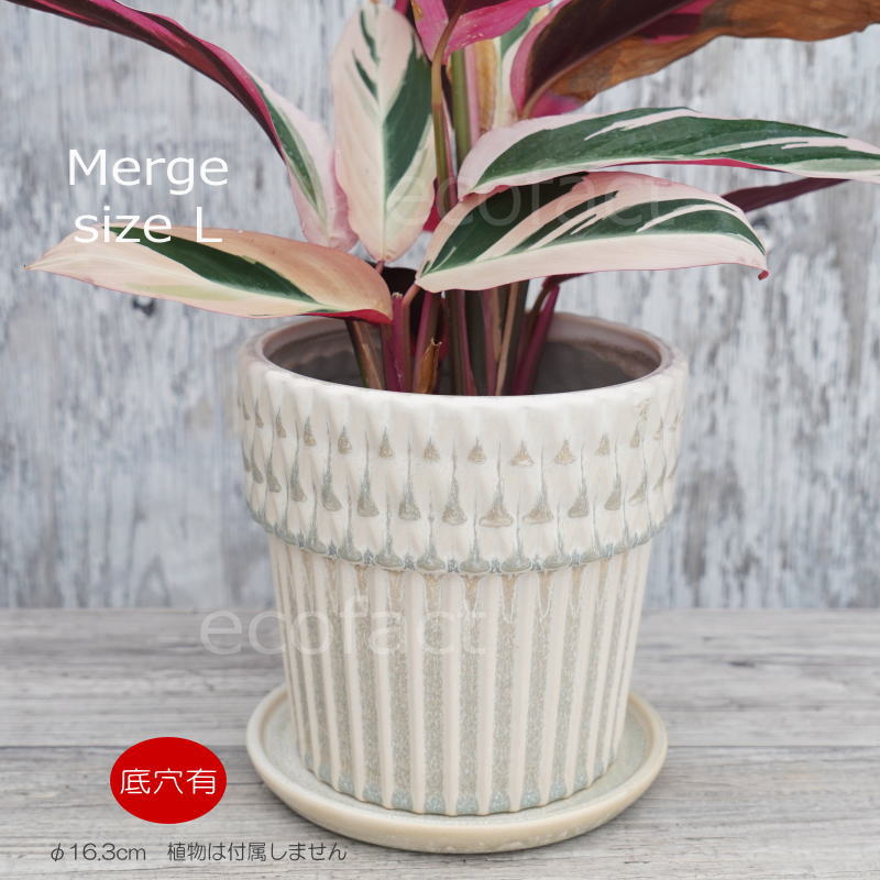 ポット 鉢 植木鉢 プランター おしゃれ 陶器 φ16.3cm Merge L ホワイト