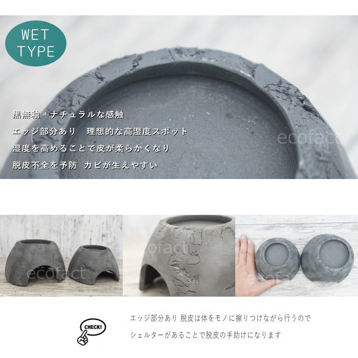 シェルター レオパ ウェットシェルター ブラック Lサイズ 黒無釉