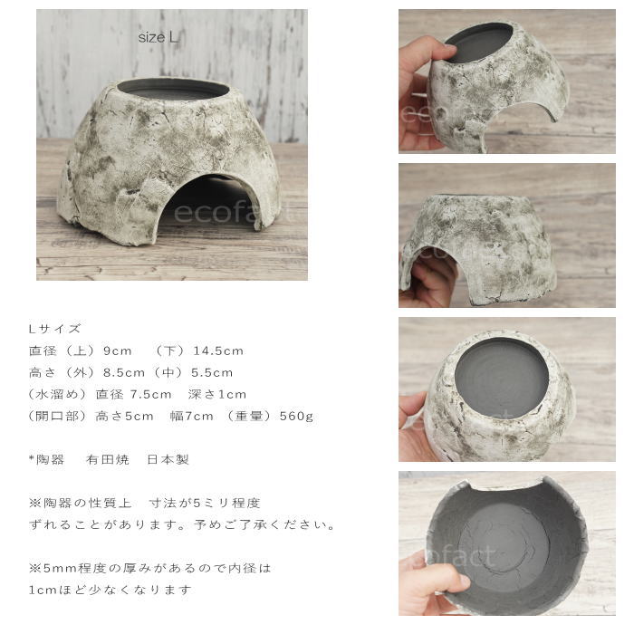 シェルター レオパ ウェットシェルター ホワイト Lサイズ 白釉薬