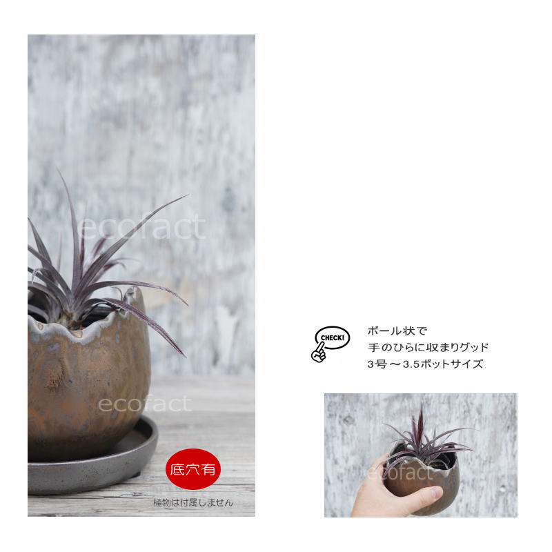 ポット 鉢 植木鉢 プランター おしゃれ 陶器 φ12cm Solmero S ブロンズ