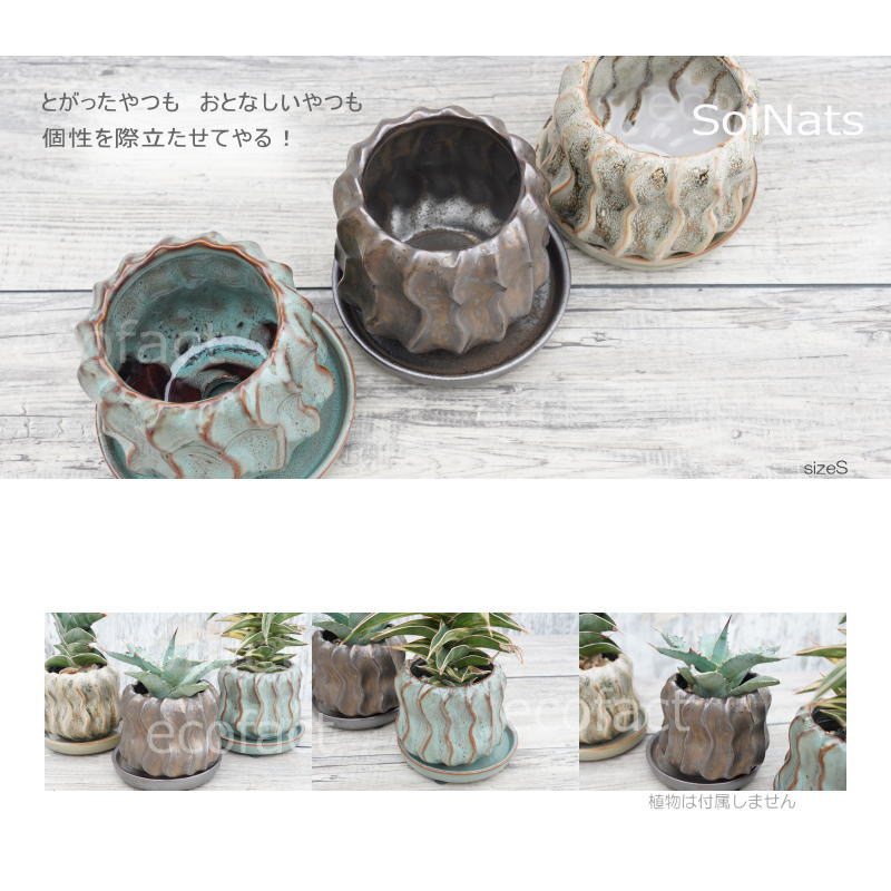 ポット 鉢 植木鉢 プランター おしゃれ 陶器 φ11cm Solnats S グレー