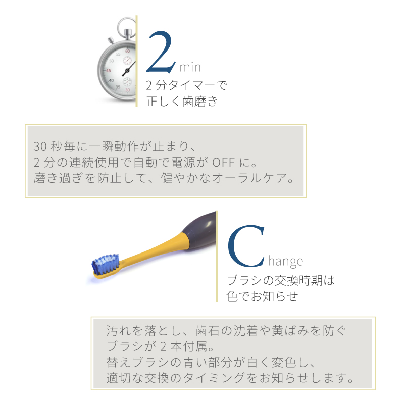 在庫処分特価／電動歯ブラシ 音波振動 Exelential エクセレンシャル 持ち運べる ホワイトニング 歯周病予防 充電式 t2036YL｜areti｜06