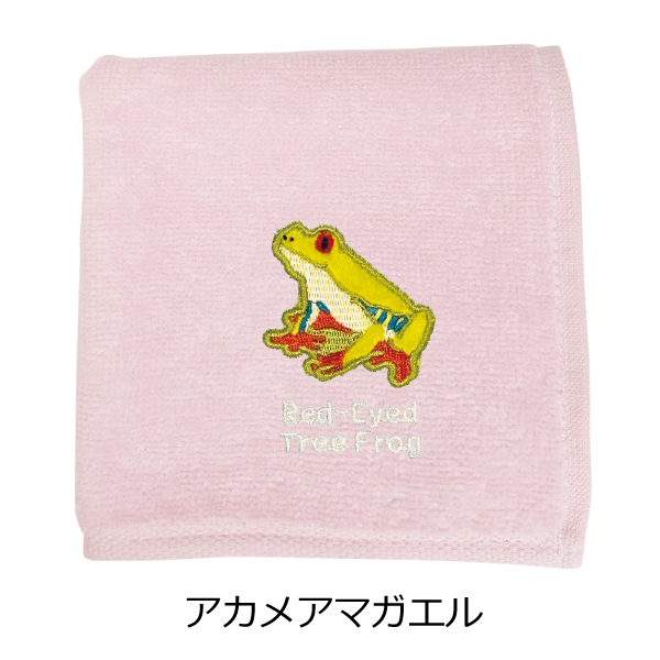 (全6種) カエル 刺繍 ハンカチ / ハンドタオル 綿 ギフト ワールド商事｜ari-zakka｜02