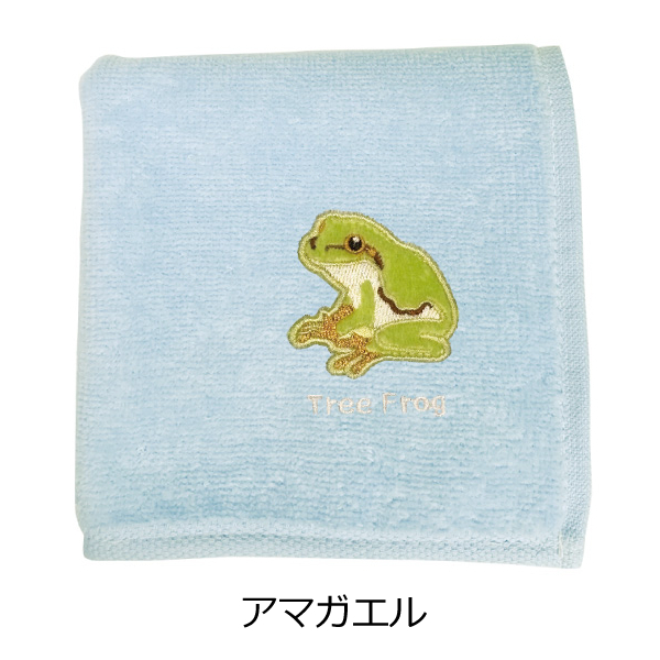 全6種) カエル 刺繍 ハンカチ / ハンドタオル 綿 ギフト ワールド商事