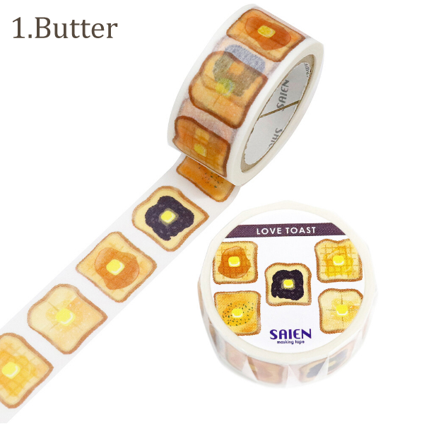全6種) SAIEN LOVE TOAST 20mm マスキングテープ / パン 可愛い マステ