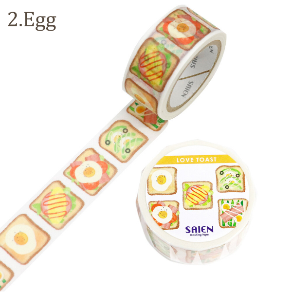 全6種) SAIEN LOVE TOAST 20mm マスキングテープ / パン 可愛い マステ