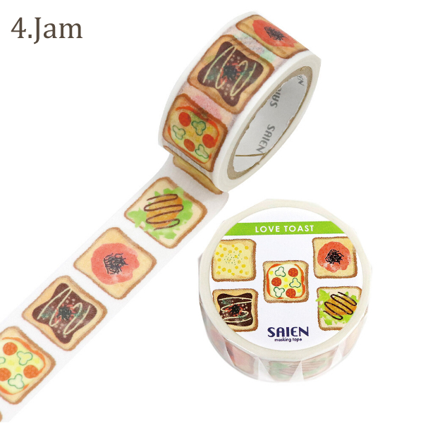 全6種) SAIEN LOVE TOAST 20mm マスキングテープ / パン 可愛い マステ