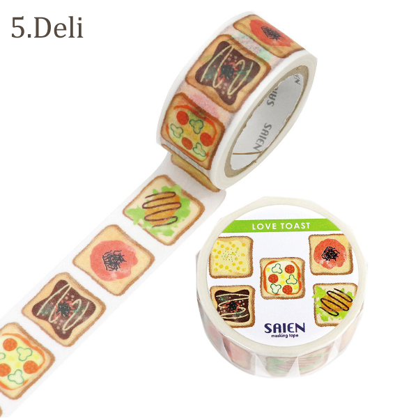 全6種) SAIEN LOVE TOAST 20mm マスキングテープ / パン 可愛い マステ