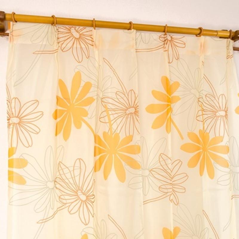 かわいい 柄 レースカーテン 2枚セット 洗える 花 バラ リーフ 幅100×丈133 幅100×丈176 幅100×丈198 :